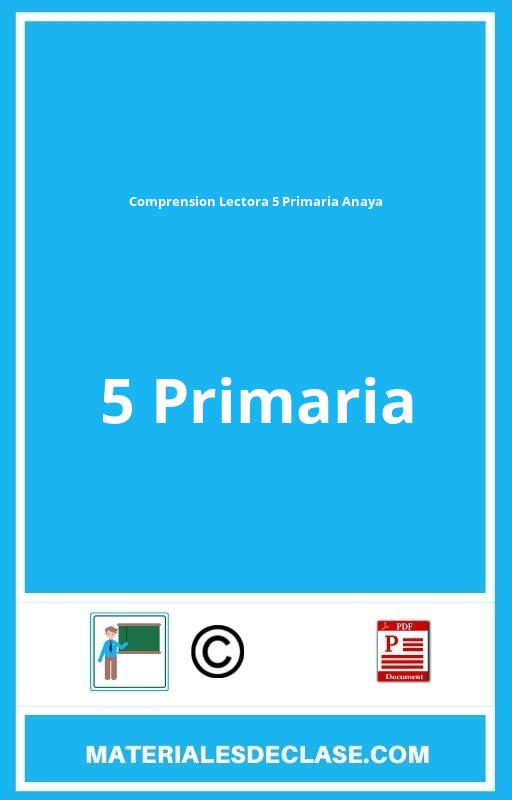 Comprension Lectora 5 Primaria Anaya Pdf