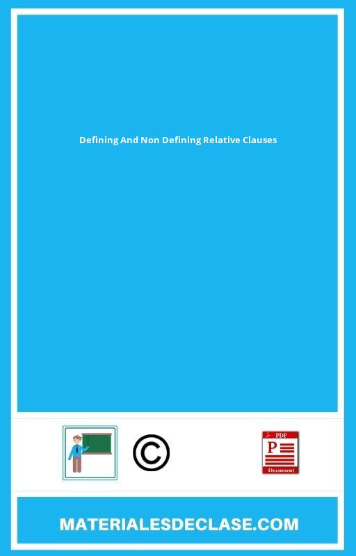 Defining And Non Defining Relative Clauses Pdf