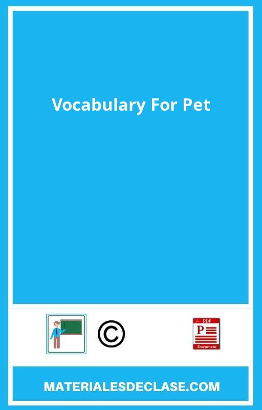 Vocabulary For Pet Pdf